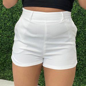 Missguided high-waisted white shorts